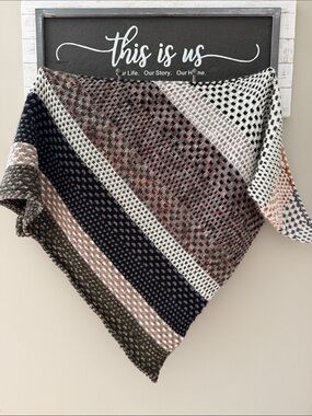 *NEW* Hand Knit Asymmetrical Shawl/Scarf in Navy, Blush, Cream, Olive